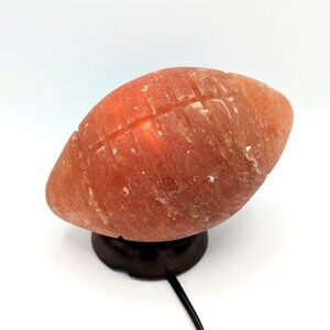 Himalayan Salt Rock Lamp Glowing FOOTBALL Carved Stone Soft Glow Vintage Decor
